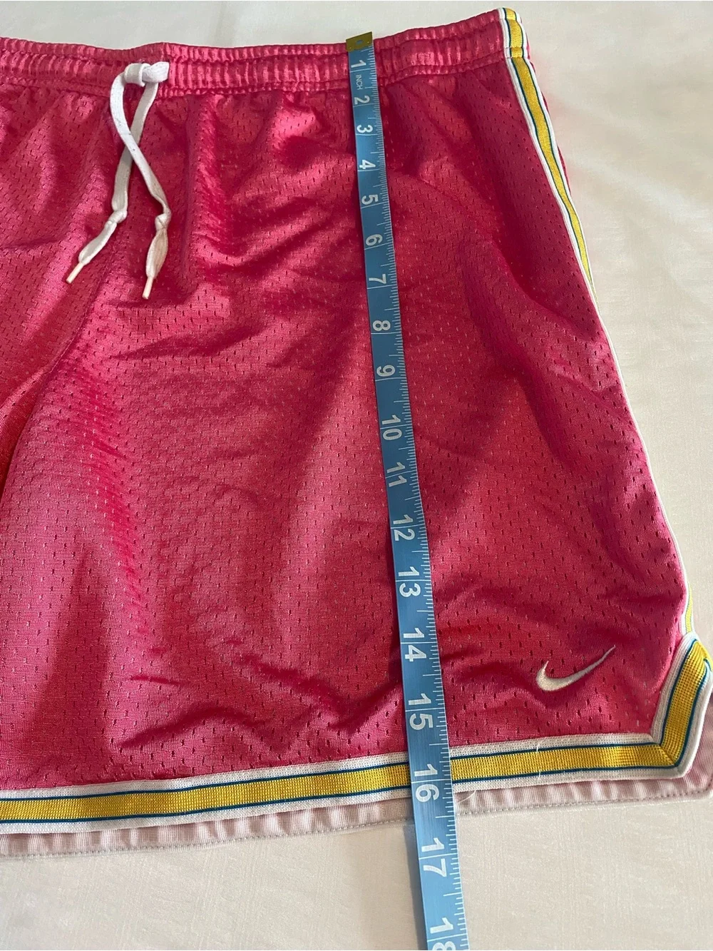 Nike Pink Athletic Mesh Shorts with Yellow & White Trim